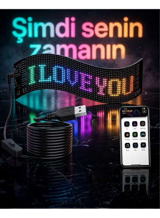 60 cm LED Matrix Panel 16x96 Piksel Bluetooth Kontrollü RGB Kayan Yazı Ekranı