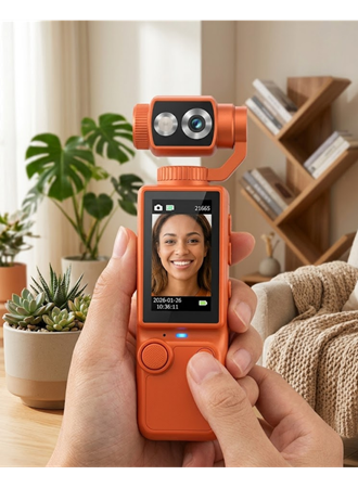 Taşınabilir 4K Gimbal Kamera 180 Derece Döner Lens Stabil Video Çekim Özellikli