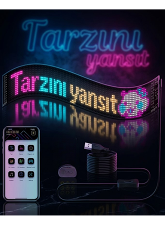 RGB LED Matrix Panel Esnek Yapı Uygulama Kontrollü Kayan Yazı Ekranı