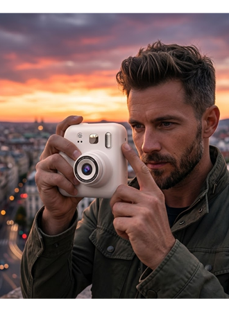 Eğlenceli Baskılı Çocuk Fotoğraf Makinesi Video Çekim 4 Rulo Kağıt 5 Kalem Set
