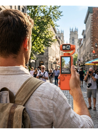 Kompakt 4K Gimbal Kamera 180 Derece Döner Başlık Stabil Video ve Vlog Uyumlu