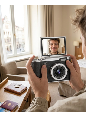 48 MP 4K Dijital Kamera 8X Zoom ve 180 Derece Ekran Yeni Başlayanlar İçin Uygun