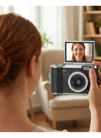 4K Video Çekim Özellikli Dijital Kamera 48 MP 8X Zoom ve 180 Derece Döner Ekranlı