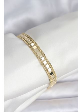 316L Çelik Gold Renk Pullu Zincir Model Kadın Bileklik