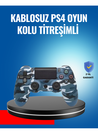 Bluetooth Kablosuz PS4 Gamepad Çift Motorlu Siyah Controller