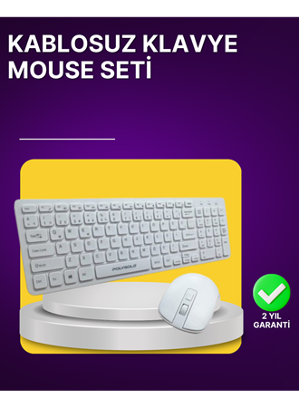 Kablosuz Klavye ve Mouse Seti - Ergonomik Tasarım, Sessiz Kullanım, Geniş Uyumluluk
