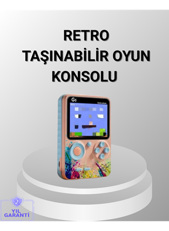 Mini Retro Oyun Konsolu 500 Oyunlu 3.0 İnç Ekran ve Şarjlı Batarya