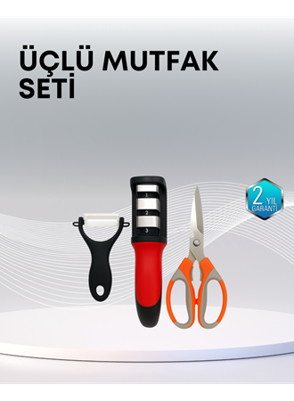 Çok Fonksiyonlu Mutfak Makas Seti – 3 Makas, Bileyici ve Soyacak Dahil