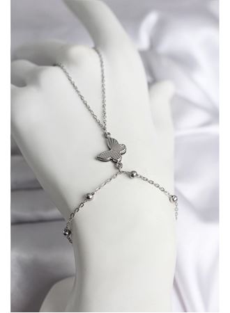 316L Çelik Gümüş Renk Kelebek Model Kadın Şahmeran