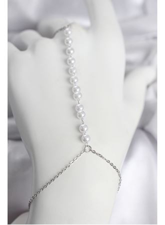 316L Çelik Gümüş Renk Sıralı İncili Model Kadın Şahmeran