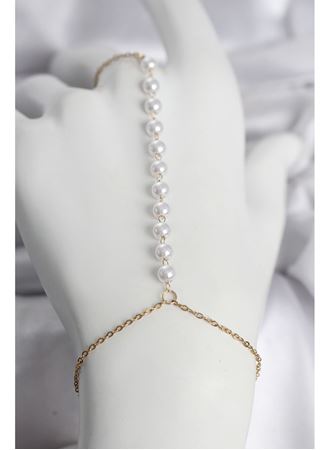 316L Çelik Gold Renk Sıralı İncili Model Kadın Şahmeran