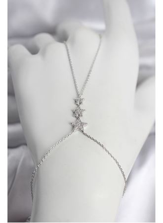 Pirinç Gümüş Renk Sıralı Yıldız Model Kadın Şahmeran