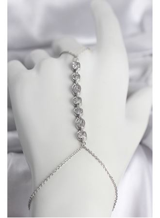 Pirinç Gümüş Renk Sıralı Zirkon Taşlı Kadın Şahmeran