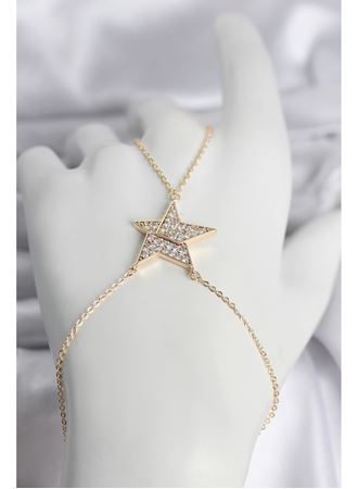Pirinç Gold Renk Zirkon Taşlı Yıldız Model Kadın Şahmeran