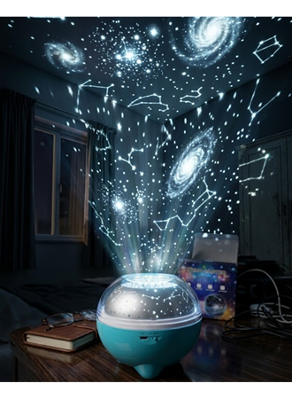 Bluetooth Hoparlörlü Yıldız Projeksiyon Gece Lambası Uzaktan Kumandalı ve Döner Işık Efektli