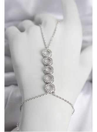 Pirinç Gümüş Renk Zirkon Taşlı Sıralı Halka Model Kadın Şahmeran