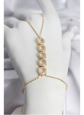 Pirinç Gold Renk Zirkon Taşlı Sıralı Halka Model Kadın Şahmeran