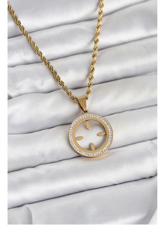 316L Çelik Burgu Zincir Model Çeyrek Takılabilir Kadın Kolye