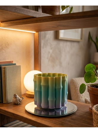 Yeşil Tonlu Dekoratif Vazo Modern Tasarım Salon Ofis Masa Üstü Aksesuar