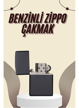 Çakmak Parlak Siyah Benzinli Çakmak Cep Boy Doldurulabilir