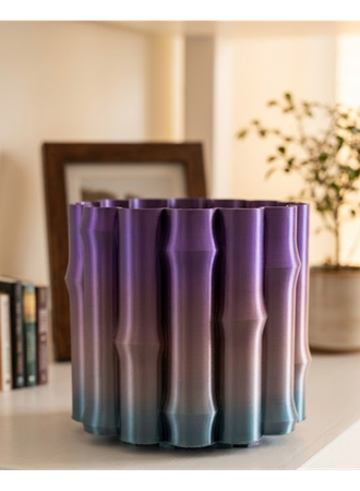 Mor Gri Dekoratif Vazo Modern Tasarım Salon Ofis Masa Üstü Aksesuar