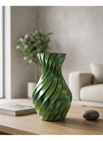 3D Spiral Yeşil Vazo Modern Tasarım Dekoratif Ev Aksesuarı