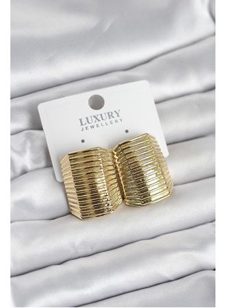 Gold Renk Pirinç Vintage Esintili Statement Küpe