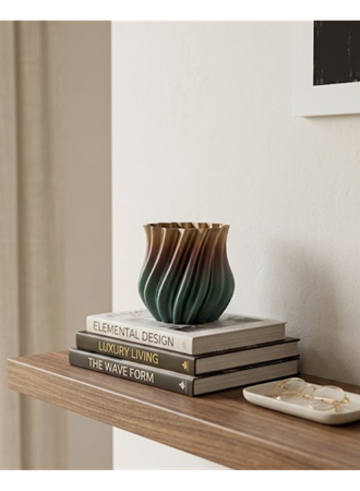 Koyu Metalik Kıvrımlı 3D Vazo Minimal Lüks Ev Ofis Dekoru