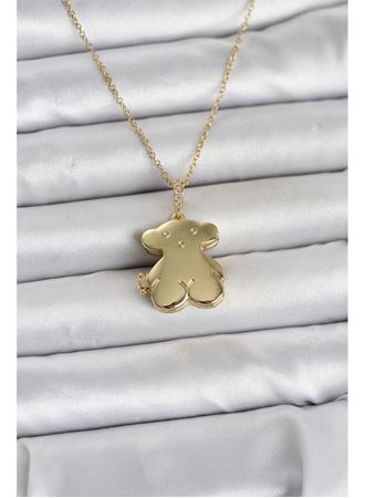 316L Çelik Zincir Gold Renk Ayıcık Model Açılabilir Kadın Kolye