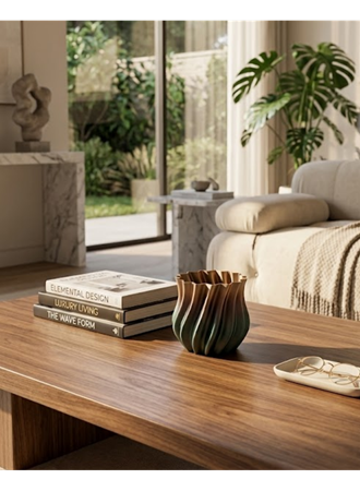 3D Kıvrımlı Siyah Metalik Vazo Modern Dekoratif Şık Ev Aksesuarı