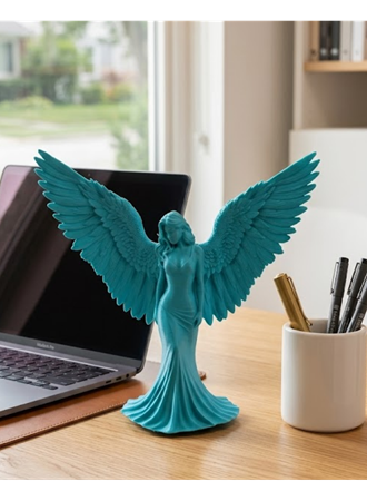 3D Turkuaz Melek İnsan Biblo  Estetik Dekoratif Obje
