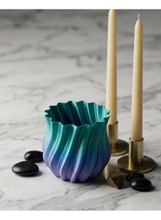 3D KIVRIMLI VAZO MAVİ