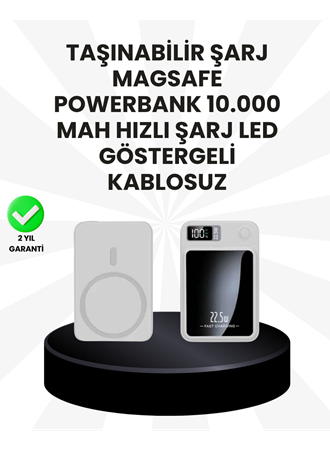 10000mAh Kapasiteli Manyetik USB-C ve Kablosuz Powerbank W09