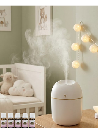 Kompakt Mini Hava Nemlendirici 5 Esans Hediyeli LED Işıklı USB Aromaterapi Cihazı