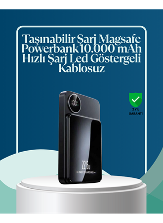 10000mAh Kapasiteli Manyetik USB-C ve Kablosuz Powerbank W09