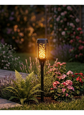Dekoratif Solar Bahçe Meşalesi Alev Efektli LED Otomatik Sensörlü Dış Mekan Aydınlatma