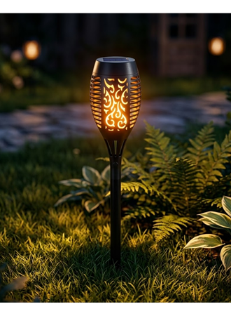 Solar Alev Efektli Bahçe Lambası Otomatik Işık Sensörlü Suya Dayanıklı Dekoratif Aydınlatma