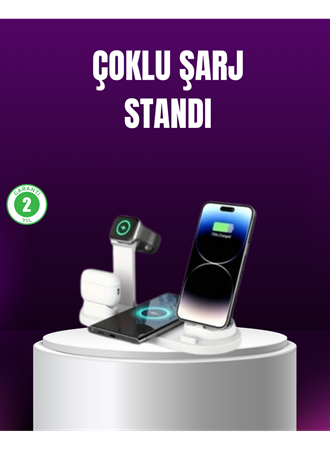 15W Hızlı Şarj Destekli 4’ü 1 Arada Kablosuz Şarj İstasyonu