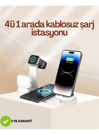 4 Cihazı Aynı Anda Şarj Edebilen Kablosuz Şarj İstasyonu – Çok Yönlü ve Pratik Tasarım