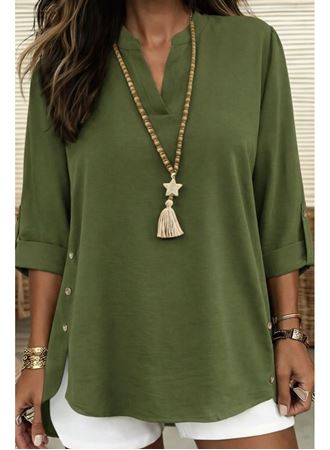 Kadın Truvakar Kol Hakim Yakalı Yandan Düğme Detaylı Aerobin Bluz