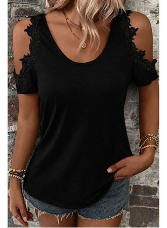 Kadın Omuzlardan Açık Yuvarlak Yakalı Viskon Bluz