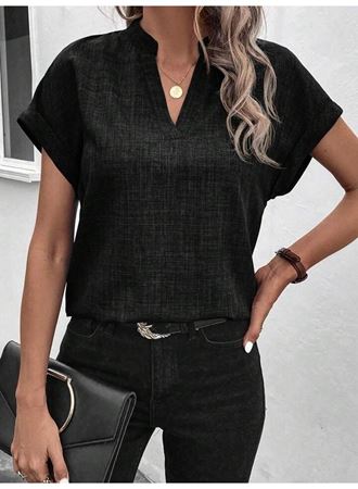 Kadın Kısa Kollu Hakim Yaka Sofya Bluz