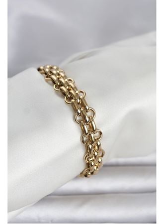 316L Çelik Gold Renk Hasır Zincir Model Kadın Bileklik