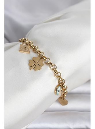 316L Çelik Gold Renk Charmlı Kadın Bileklik
