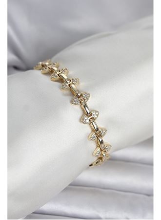 Pirinç Gold Renk Zirkon Taşlı Kadın Bileklik