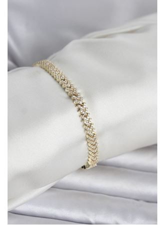 Pirinç Gold Renk Zirkon Taşlı Çavuş Model Kadın Bileklik