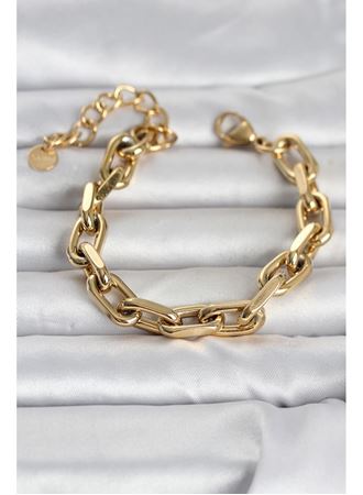 316L Çelik Gold Renk Kalın Zincirli Kadın Bileklik