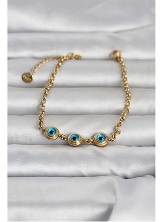 316L Çelik Gold Renk Nazarlı Kadın Bileklik