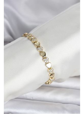 Pirinç Gold Renk Kalpli Model Kadın Bileklik