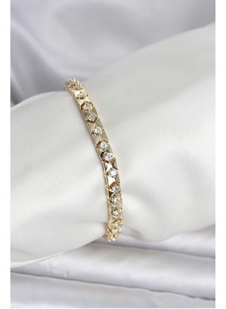 Pirinç Gold Renk Zirkon Taşlı Kadın Bileklik